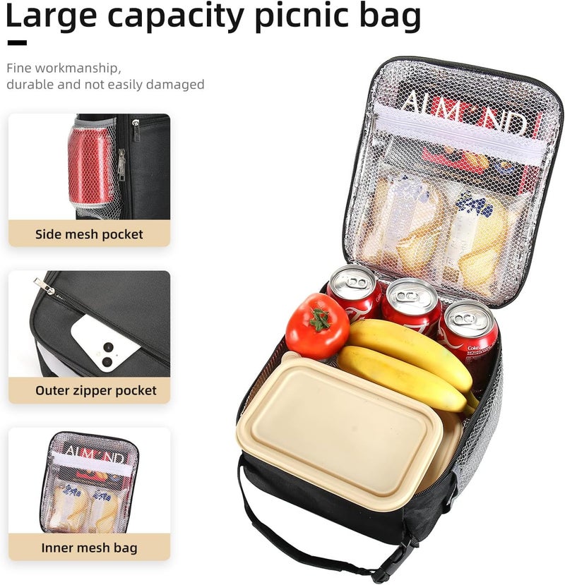 Lovoeo Lunch box Lunch bag for men women Insulated Lunchbox Lunch bags for Work Picnic Travel (Black) - Image 3